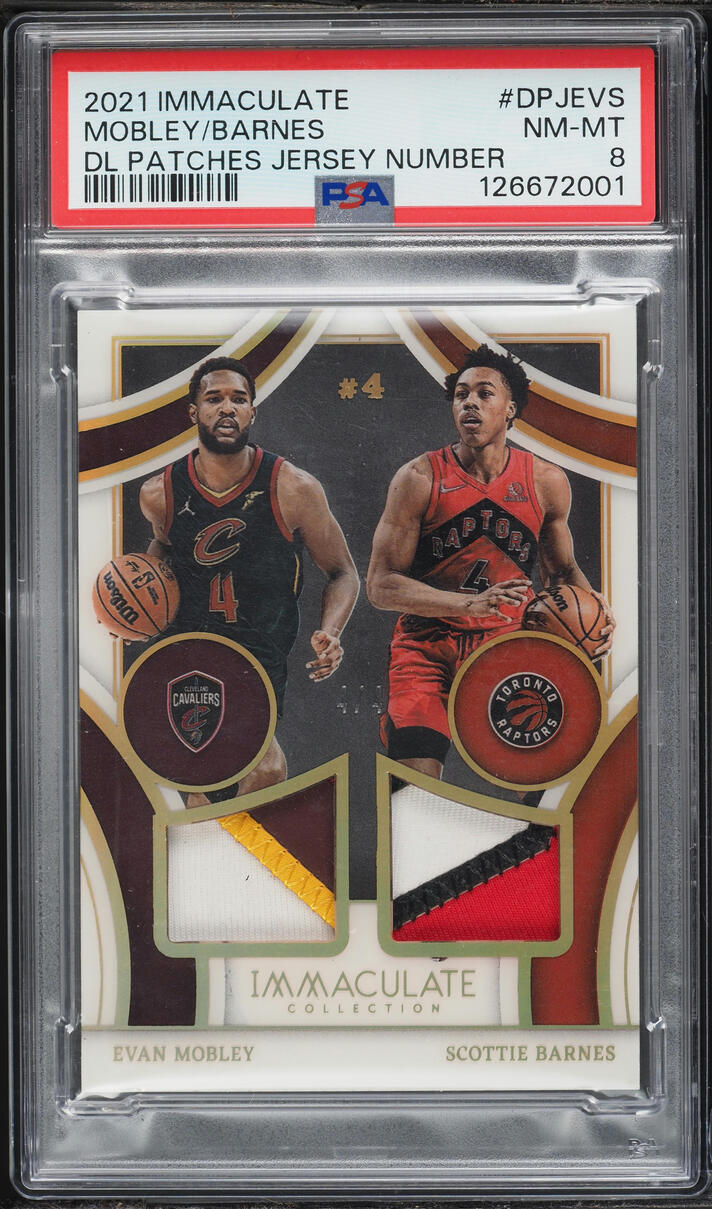 2021 Immaculate Collection Dual Evan Mobley Scottie Barnes ROOKIE PATCH JERSEY # 4/4 PSA 8 - Photo 1