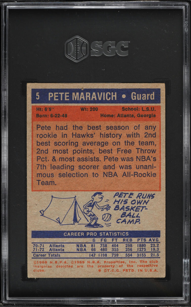1972 Topps Basketball Pete Maravich #5 SGC 6 EXMT - Photo 2