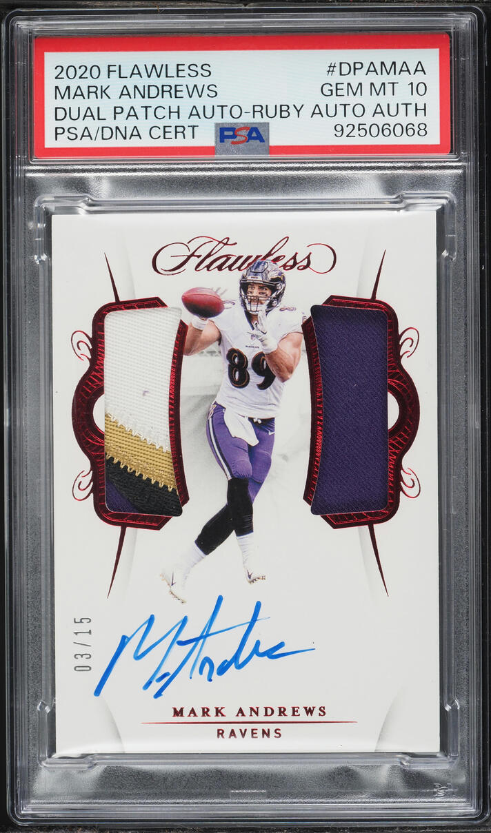 2020 Panini Flawless Dual Ruby Mark Andrews PATCH AUTO /15 #DPA-MAA PSA 10 GEM MINT - Photo 1
