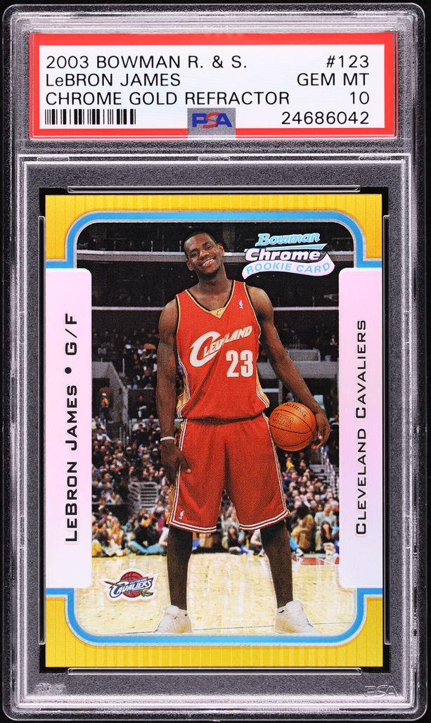 2003 Bowman Chrome Gold Refractor LeBron James ROOKIE /50 #123 PSA 10 GEM MINT