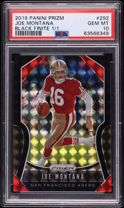 2019 Panini Prizm Black Finite Joe Montana 1/1 #292 PSA 10 GEM MINT