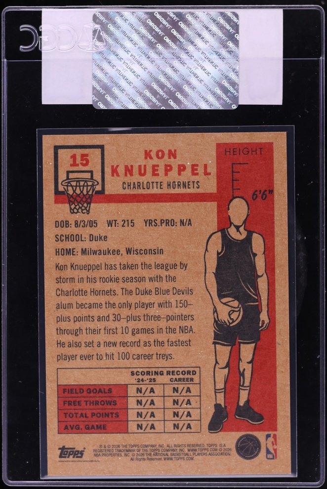 2025 Topps Living Set Kon Knueppel ROOKIE #15 CGC AUTH