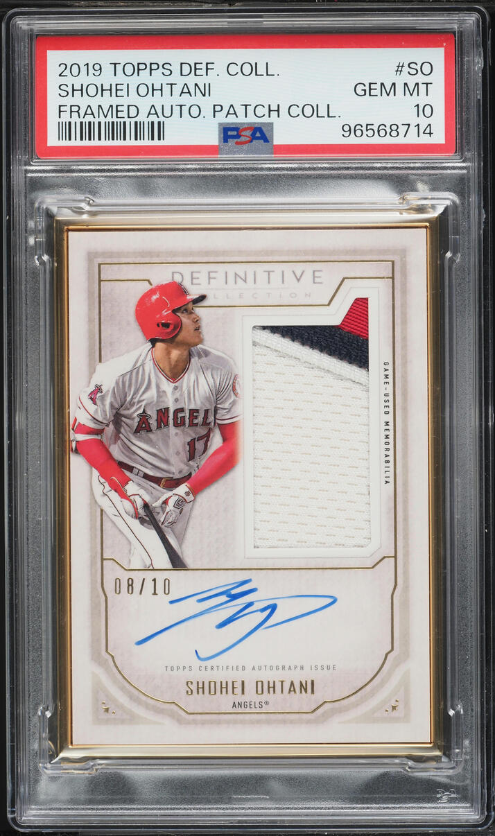2019 Topps Definitive Collection Framed Shohei Ohtani PATCH AUTO /10 #SO PSA 10 GEM MINT