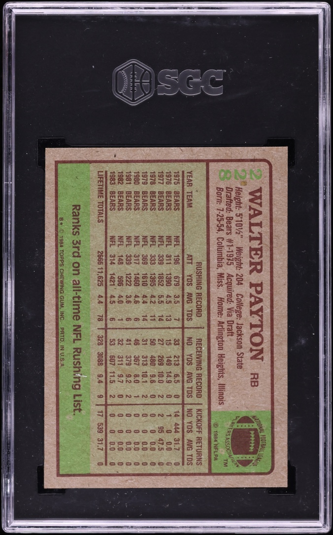 1984 Topps Football Walter Payton #228 SGC 7 NRMT