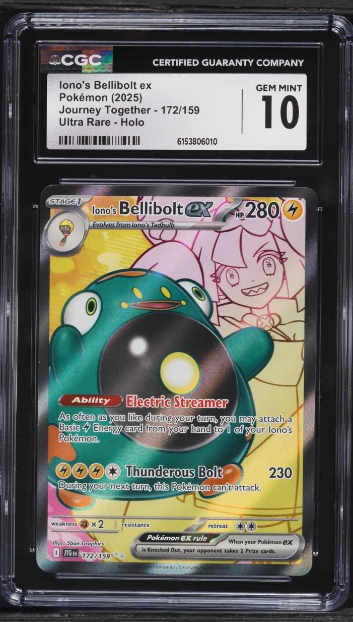 2025 Pokemon SV Journey Together Full Art Iono's Bellibolt ex #172 CGC 10 GEM MINT