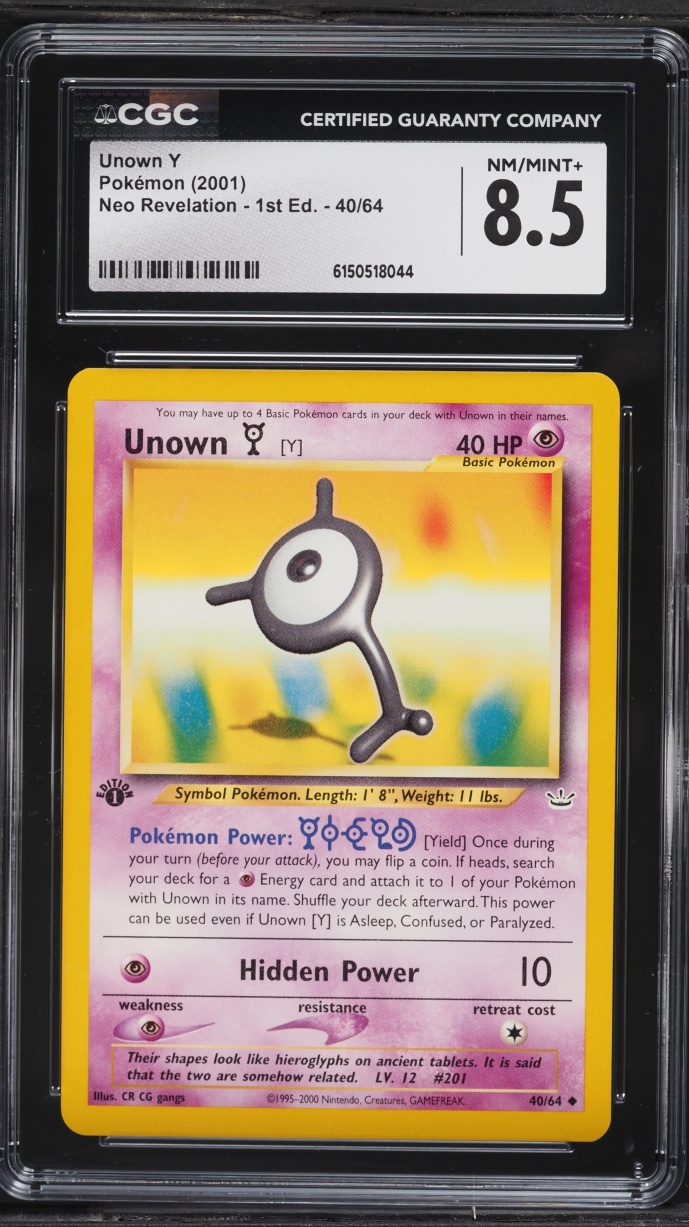 2001 Pokemon Neo Revelation 1st Edition Unown Y #40 CGC 8.5 NM-MT+