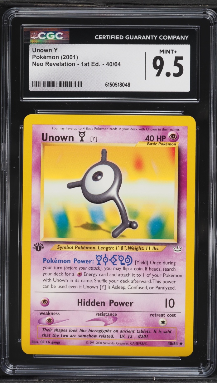 2001 Pokemon Neo Revelation 1st Edition Unown Y #40 CGC 9.5 MINT+
