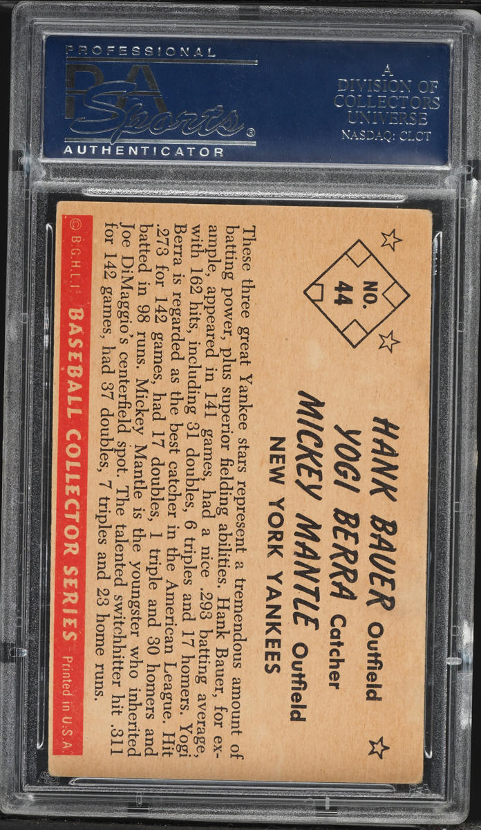 1953 Bowman Color Yogi Berra Mickey Mantle Hank Bauer #44 PSA 3 VG
