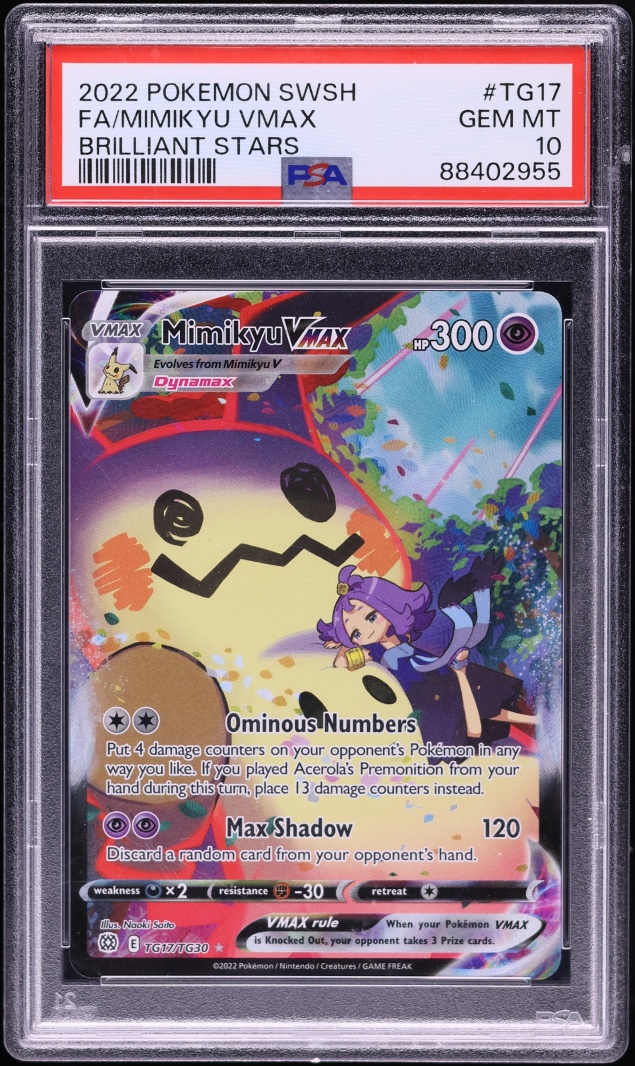 2022 Pokemon Sword & Shield Brilliant Stars Full Art Mimikyu VMAX #TG17 PSA 10 GEM MINT