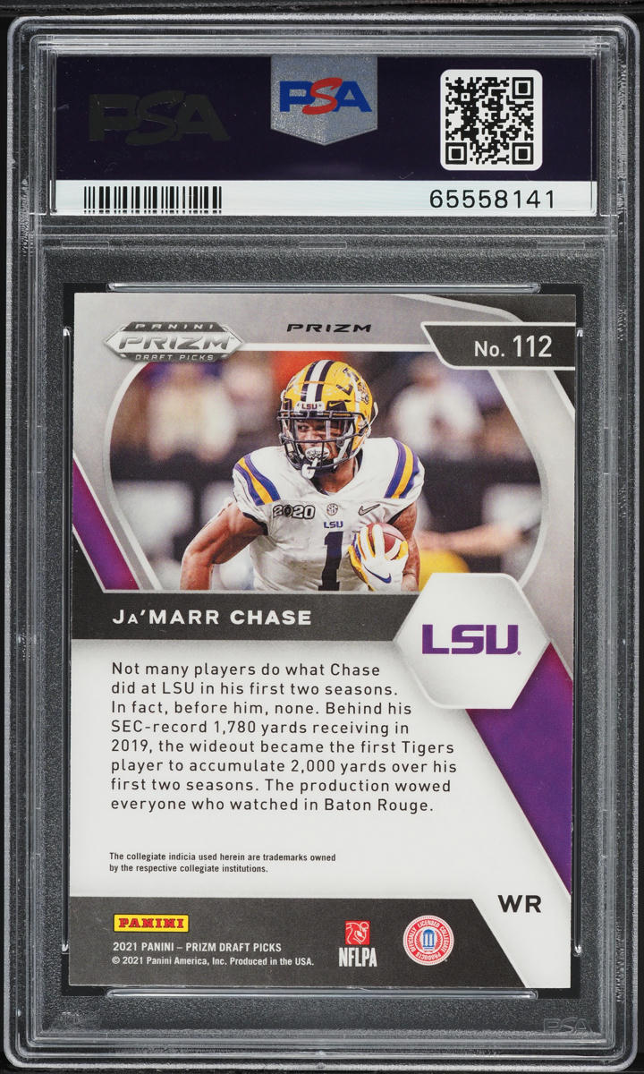 2021 Panini Prizm Draft Picks Gold Ice Ja'Marr Chase ROOKIE #112 PSA 9 MINT