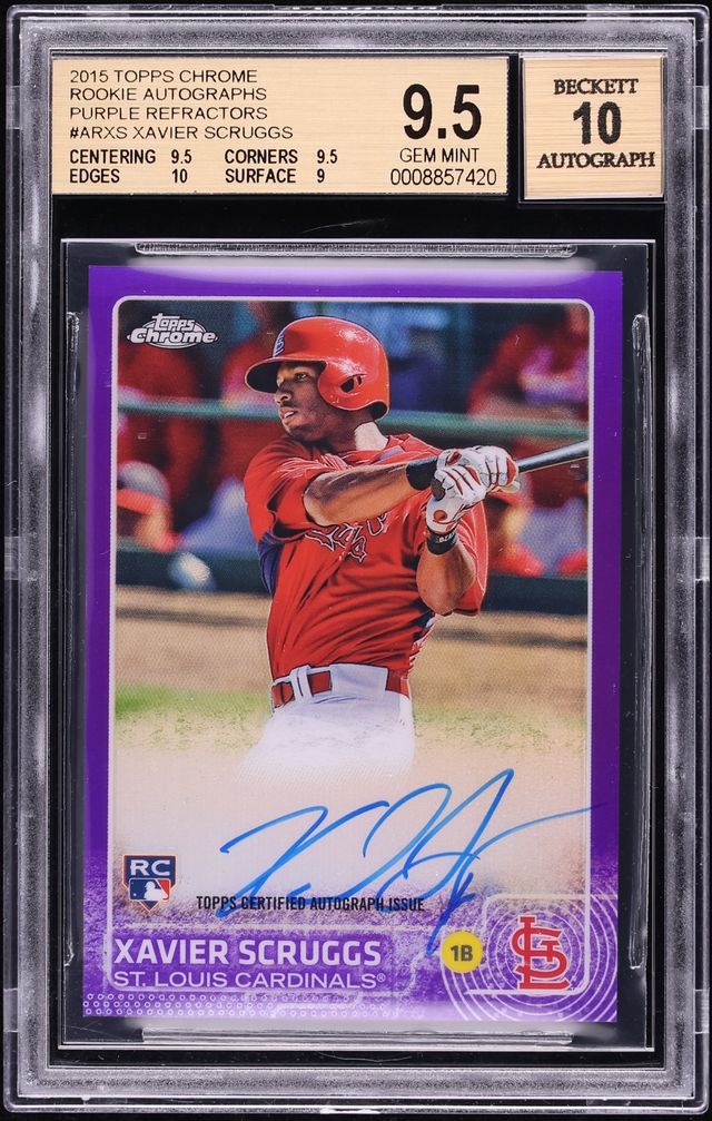 2015 Topps Chrome Purple Refractor Xavier Scruggs ROOKIE AUTO /250 #AR-XS BGS 9.5 GEM MINT