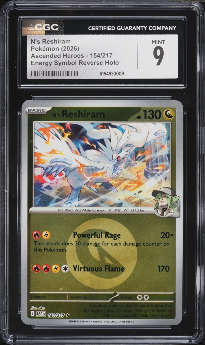 2026 Pokemon Mega Evolution Ascended Heroes Energy Symbol Holo N's Reshiram #154 CGC 9 MINT