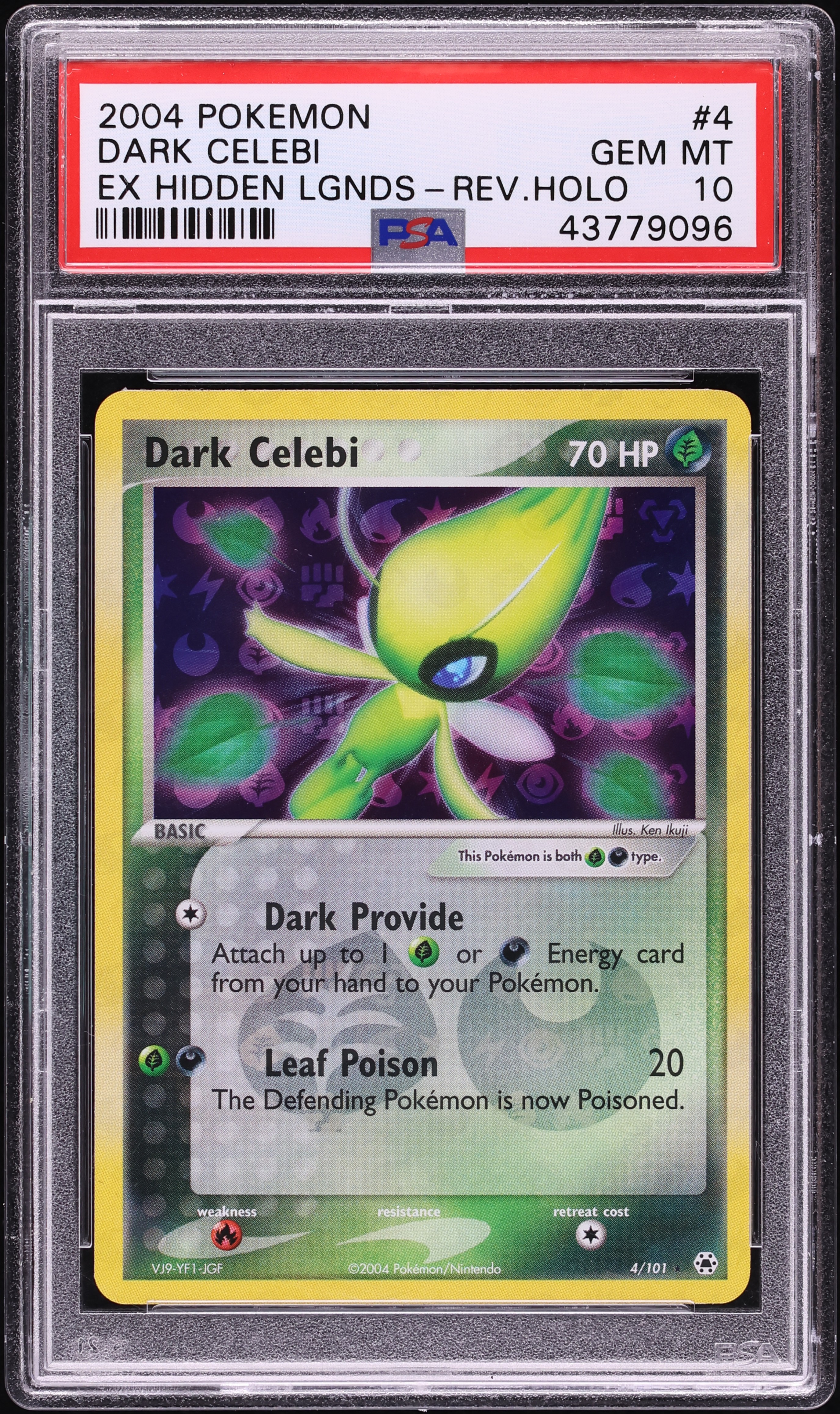 2004 Pokemon EX Hidden Legends Reverse Holo Dark Celebi #4 PSA 10 GEM MINT