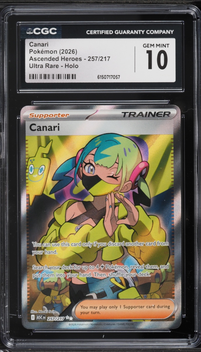 2026 Pokemon Mega Evolution Ascended Heroes Full Art Canari #257 CGC 10 GEM MINT