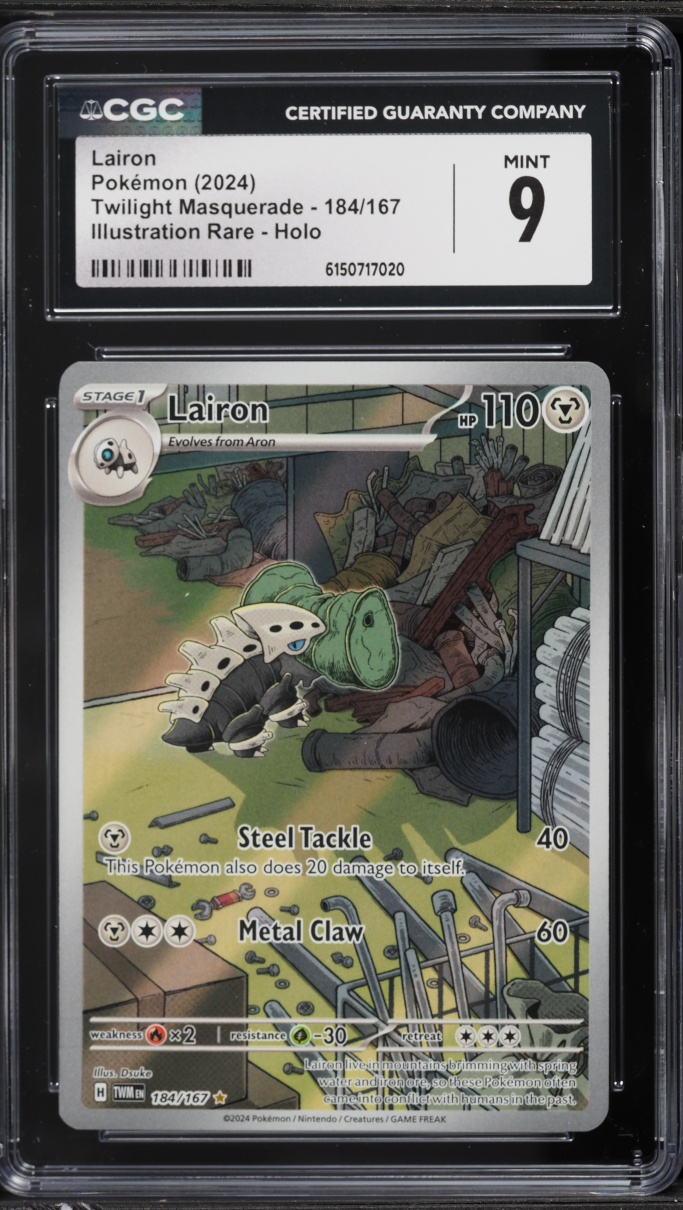 2024 Pokemon Scarlet & Violet Twilight Masquerade IR Lairon #184 CGC 9 MINT