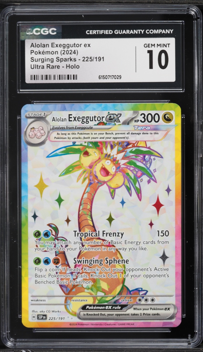2024 Pokemon Scarlet & Violet Surging Sparks Full Art Alolan Exeggutor EX #225 CGC 10 GEM MINT