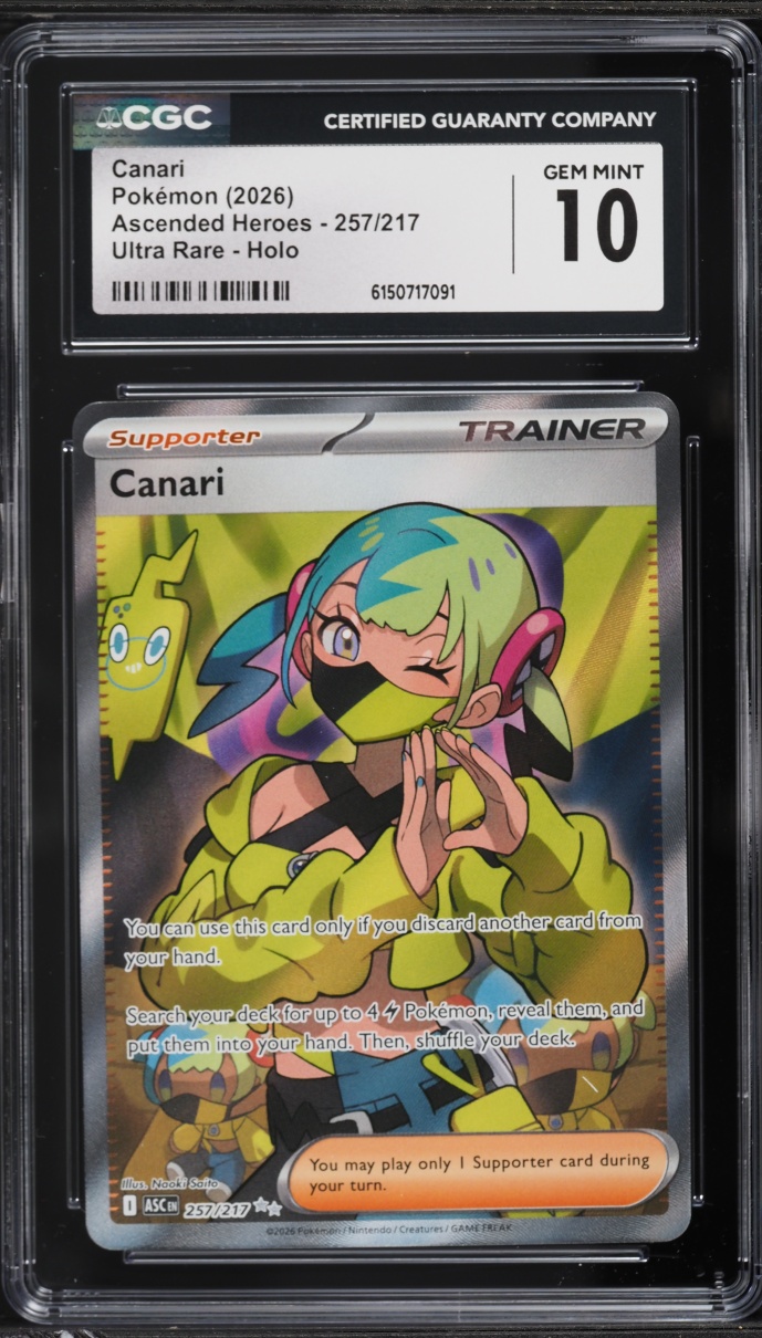 2026 Pokemon Mega Evolution Ascended Heroes Full Art Canari #257 CGC 10 GEM MINT