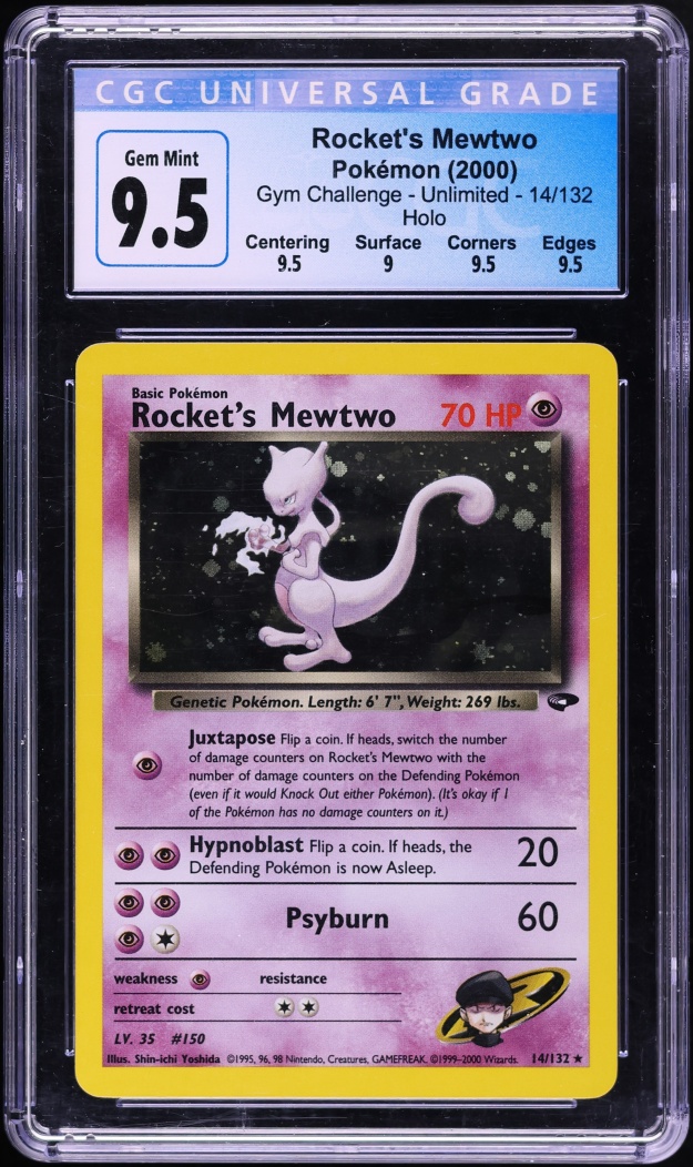 2000 Pokemon Gym Challenge Holo Rocket's Mewtwo #14 CGC 9.5 GEM MINT