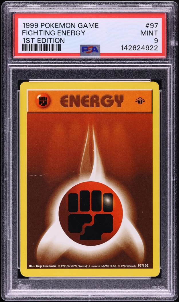 1999 Pokemon Base Set Shadowless 1st Edition Fighting Energy #97 PSA 9 MINT