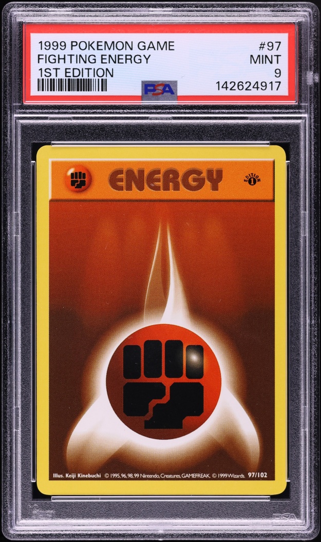 1999 Pokemon Base Set Shadowless 1st Edition Fighting Energy #97 PSA 9 MINT