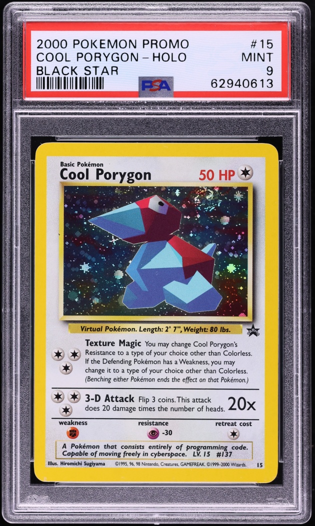 2000 Pokemon Black Star Promo Holo Cool Porygon #15 PSA 9 MINT