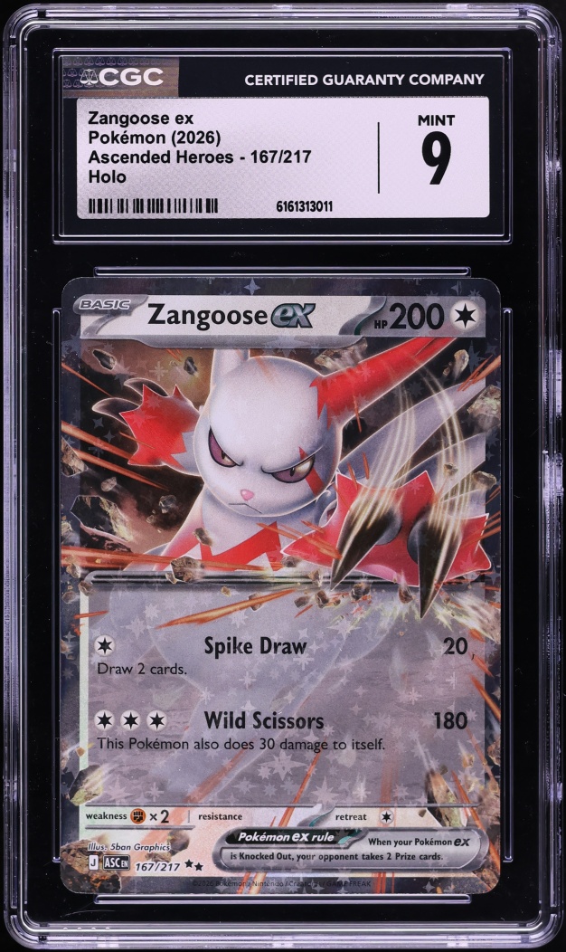 2026 Pokemon Mega Evolution Ascended Heroes Holo Zangoose EX #167 CGC 9 MINT