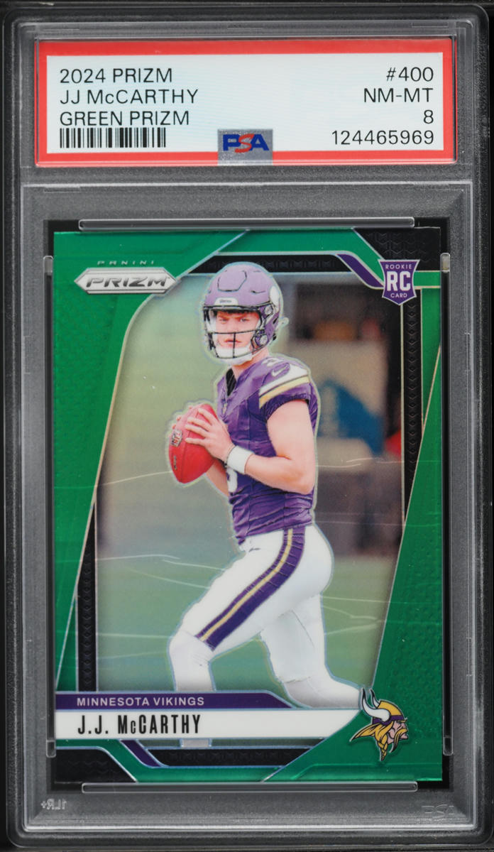 2024 Panini Prizm Green J.J. McCarthy ROOKIE #400 PSA 8 NM-MT