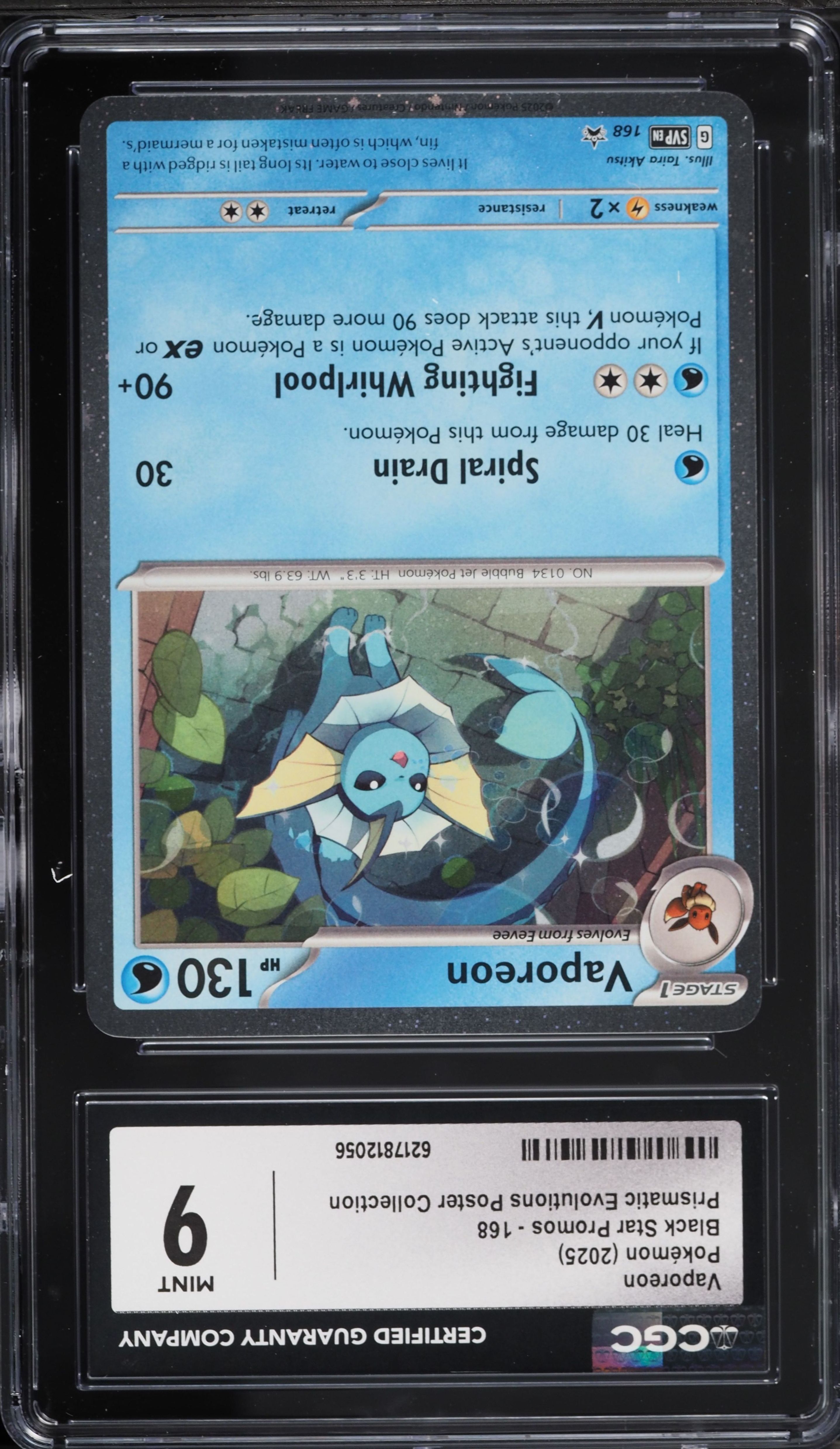 2025 Pokemon SV Promo Prismatic Evolutions Poster Collection Vaporeon #168 CGC 9 MINT