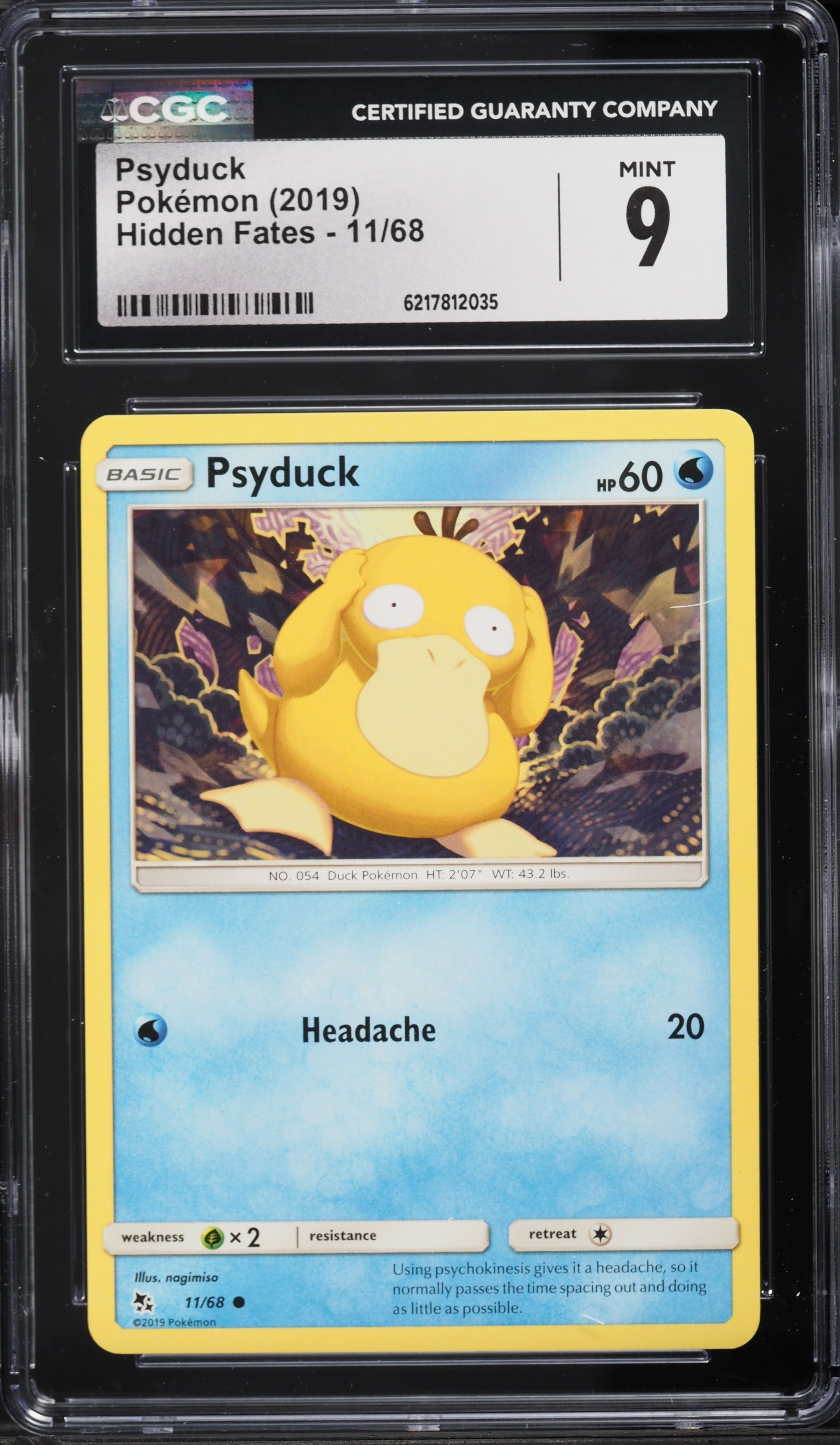 2019 Pokemon Sun & Moon Hidden Fates Psyduck #11 CGC 9 MINT