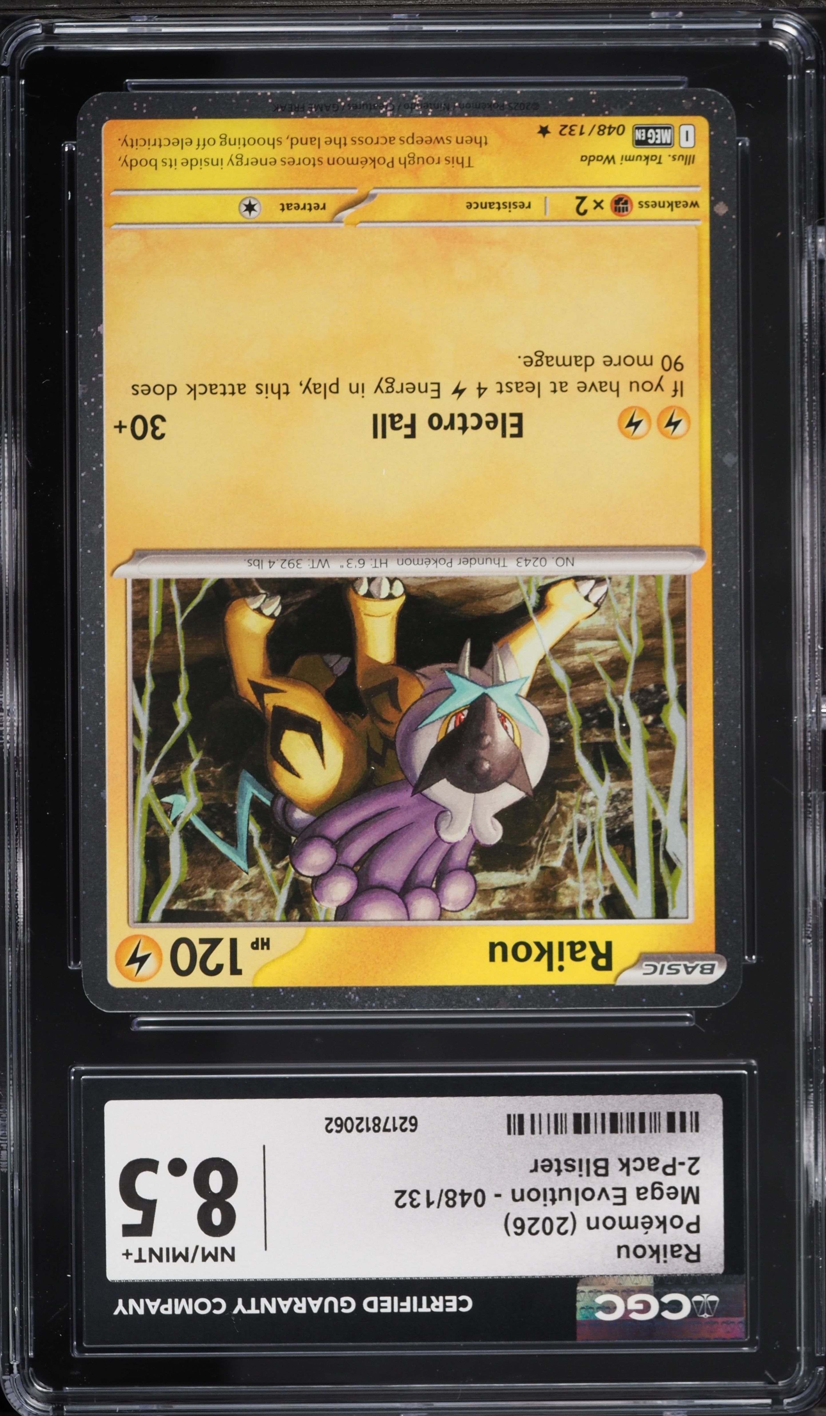 2026 Pokemon Mega Evolution Black Star Promo Raikou #48 CGC 8.5 NM-MT+