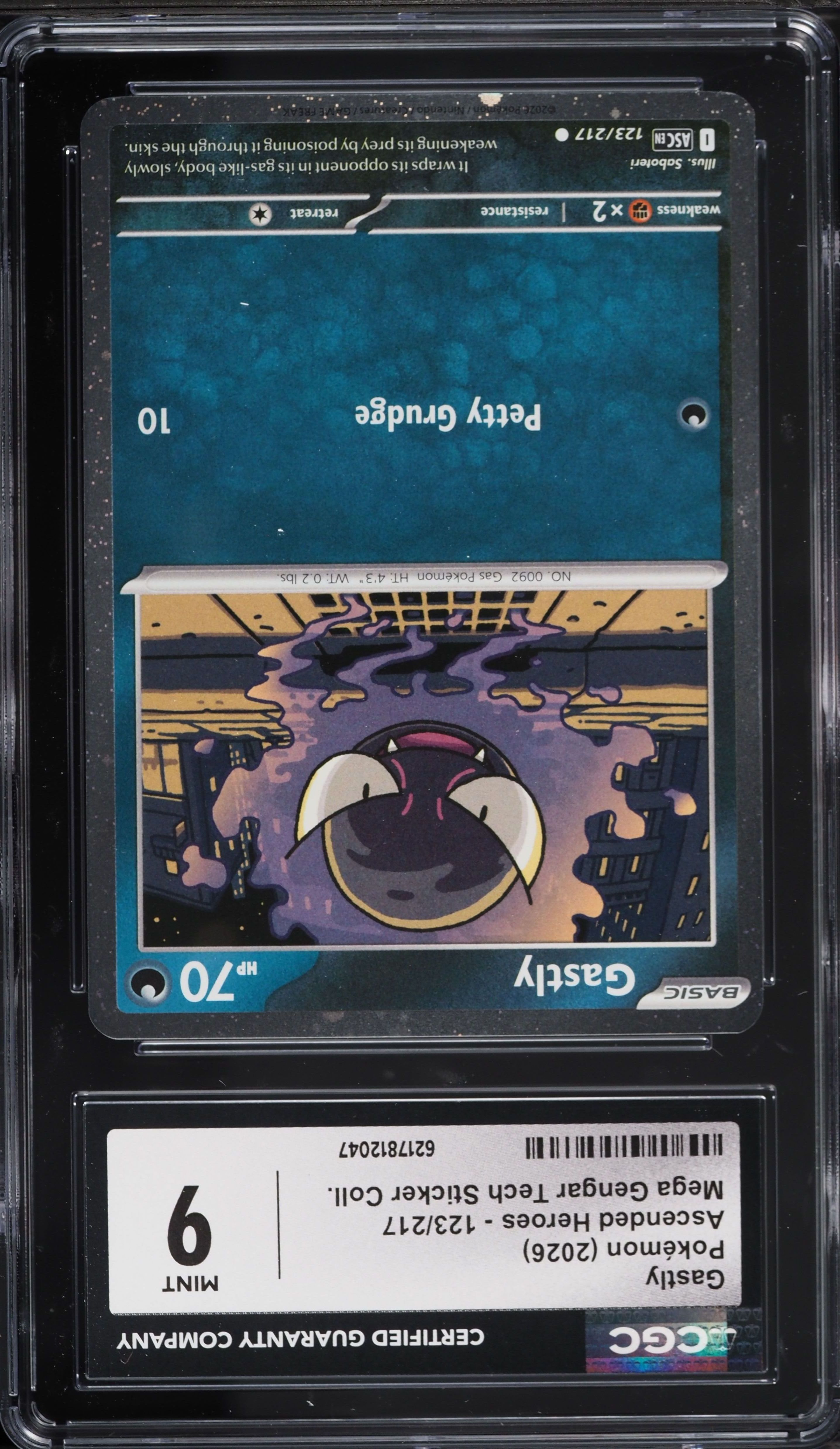 2026 Pokemon Mega Evolution Ascended Heroes Tech Sticker Gastly #123 CGC 9 MINT
