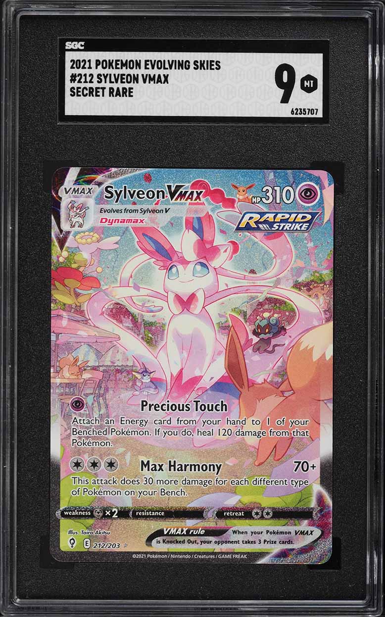2021 Pokemon Sword & Shield Evolving Skies Alt Art Sylveon VMAX #212 SGC 9 MINT