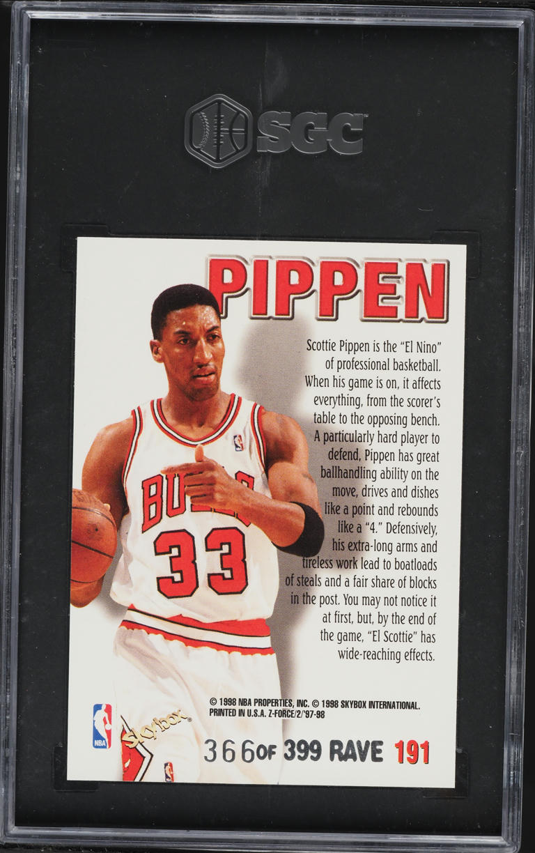 1997 Skybox Z-Force Zupermen Rave Scottie Pippen #191 SGC 9.5 MINT+