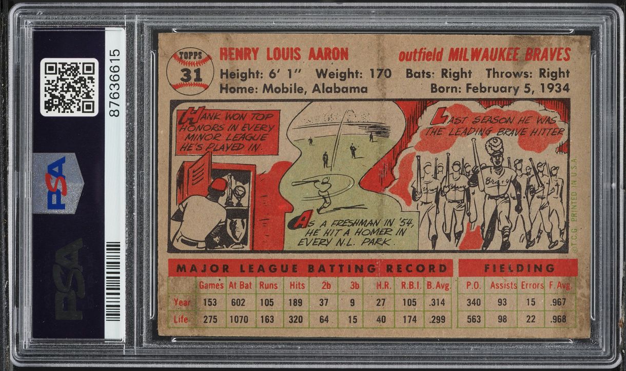 1956 Topps Hank Aaron #31 PSA 6 EXMT