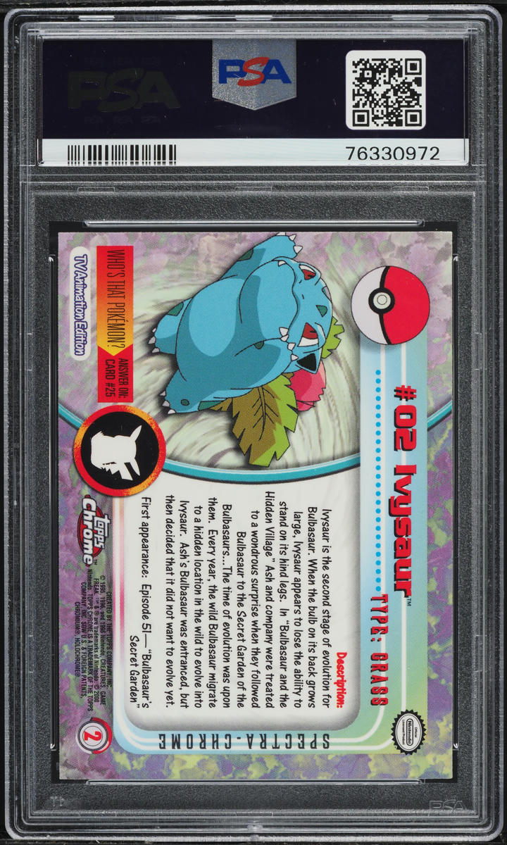 2000 Topps Chrome Pokemon Series 1 Spectra Ivysaur #2 PSA 8 NM-MT