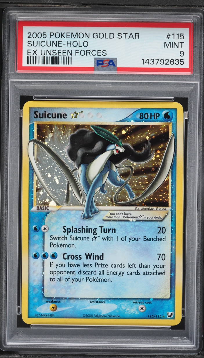 2005 Pokemon EX Unseen Forces Holo Suicune Gold Star #115 PSA 9 MINT