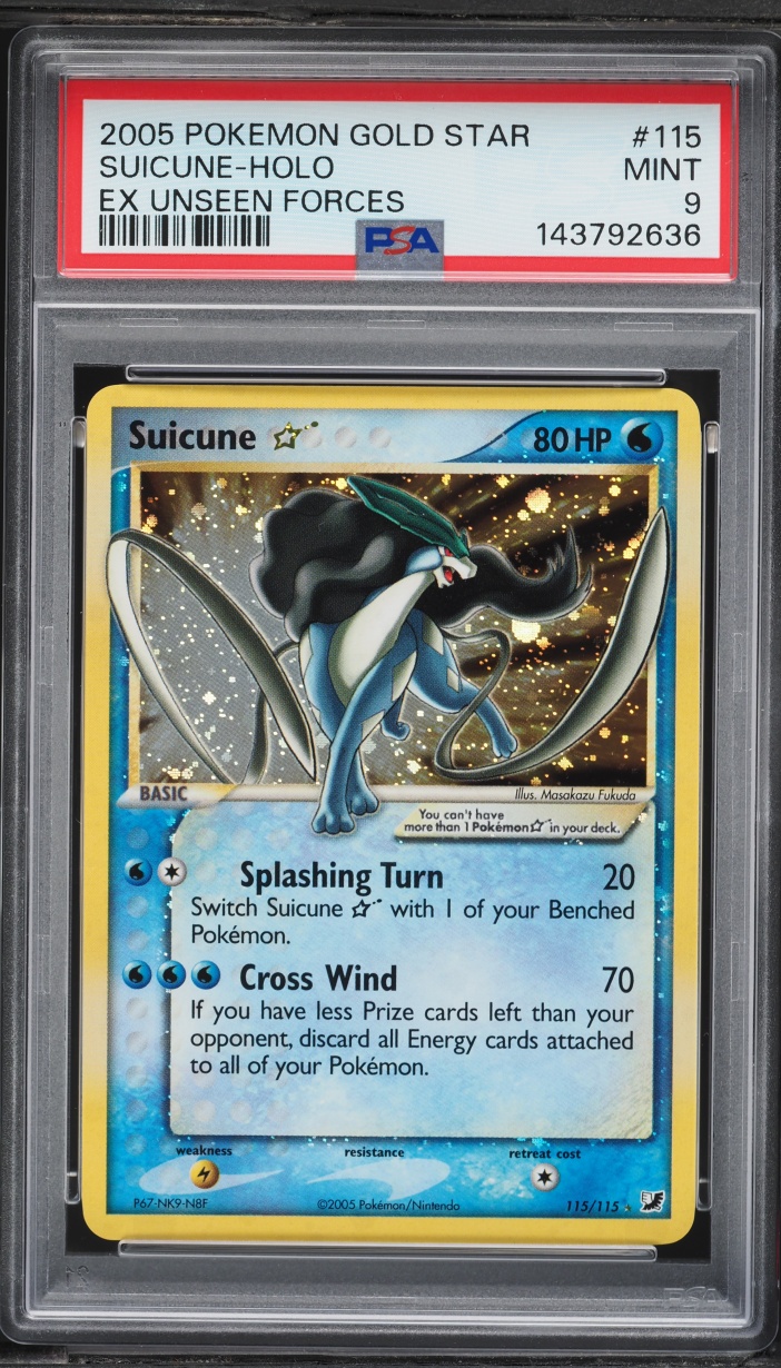 2005 Pokemon EX Unseen Forces Holo Suicune Gold Star #115 PSA 9 MINT