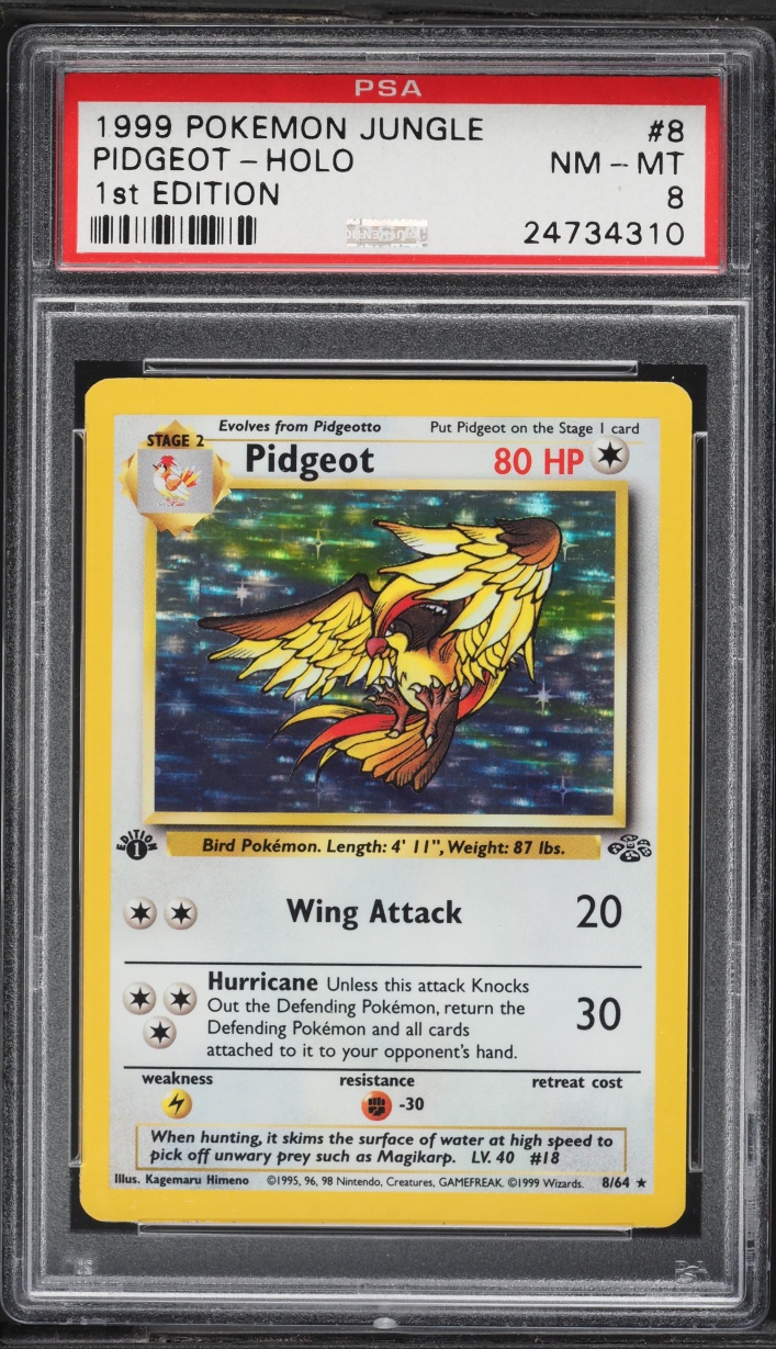 1999 Pokemon Jungle 1st Edition Holo Pidgeot #8 PSA 8 NM-MT
