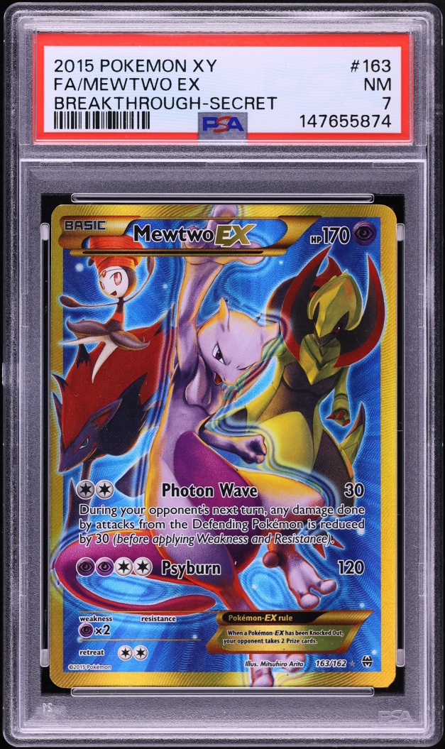 2015 Pokemon XY BREAKthrough Full Art Mewtwo EX #163 PSA 7 NRMT