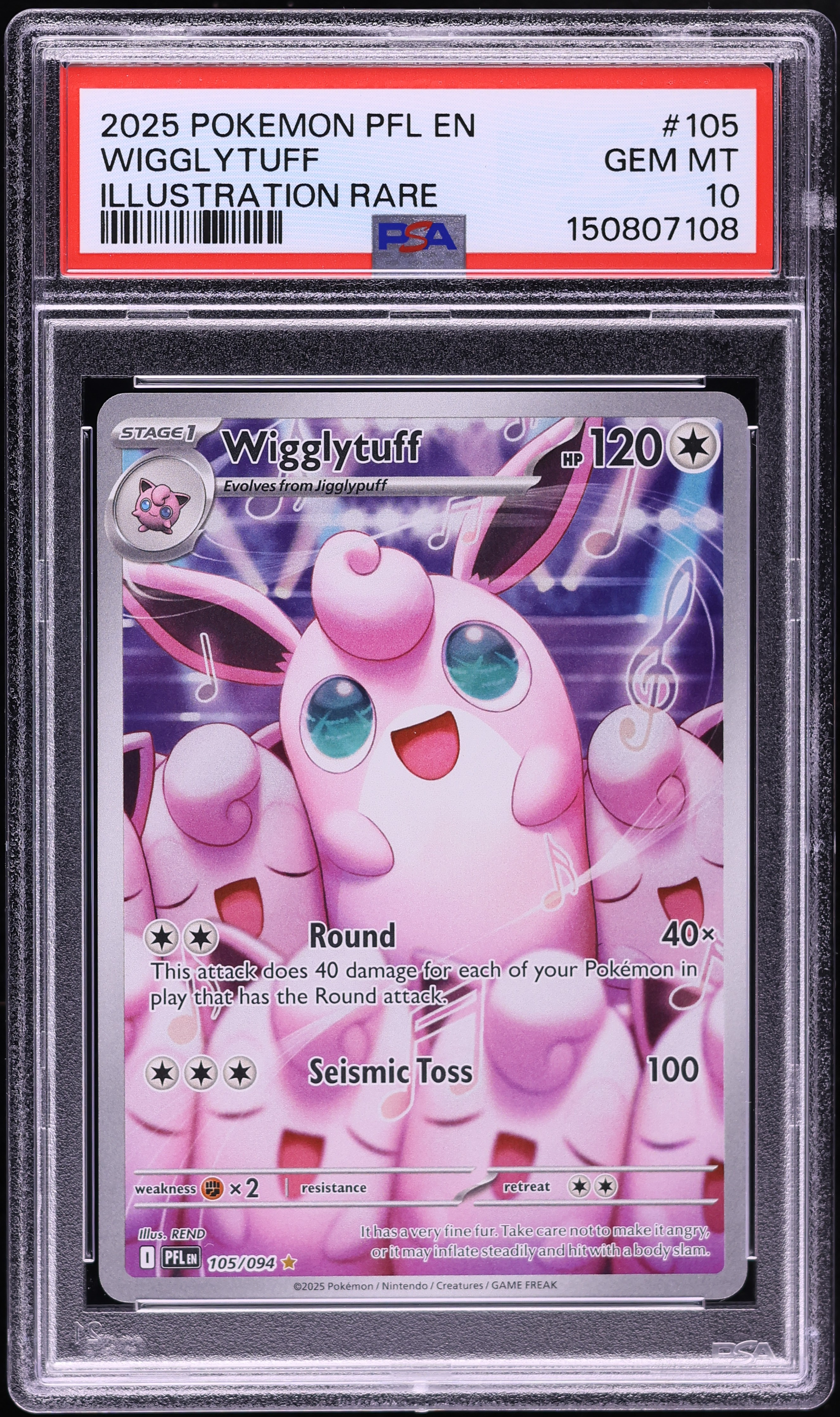2025 Pokemon Mega Evolution Phantasmal Flames IR Wigglytuff #105 PSA 10 GEM MINT