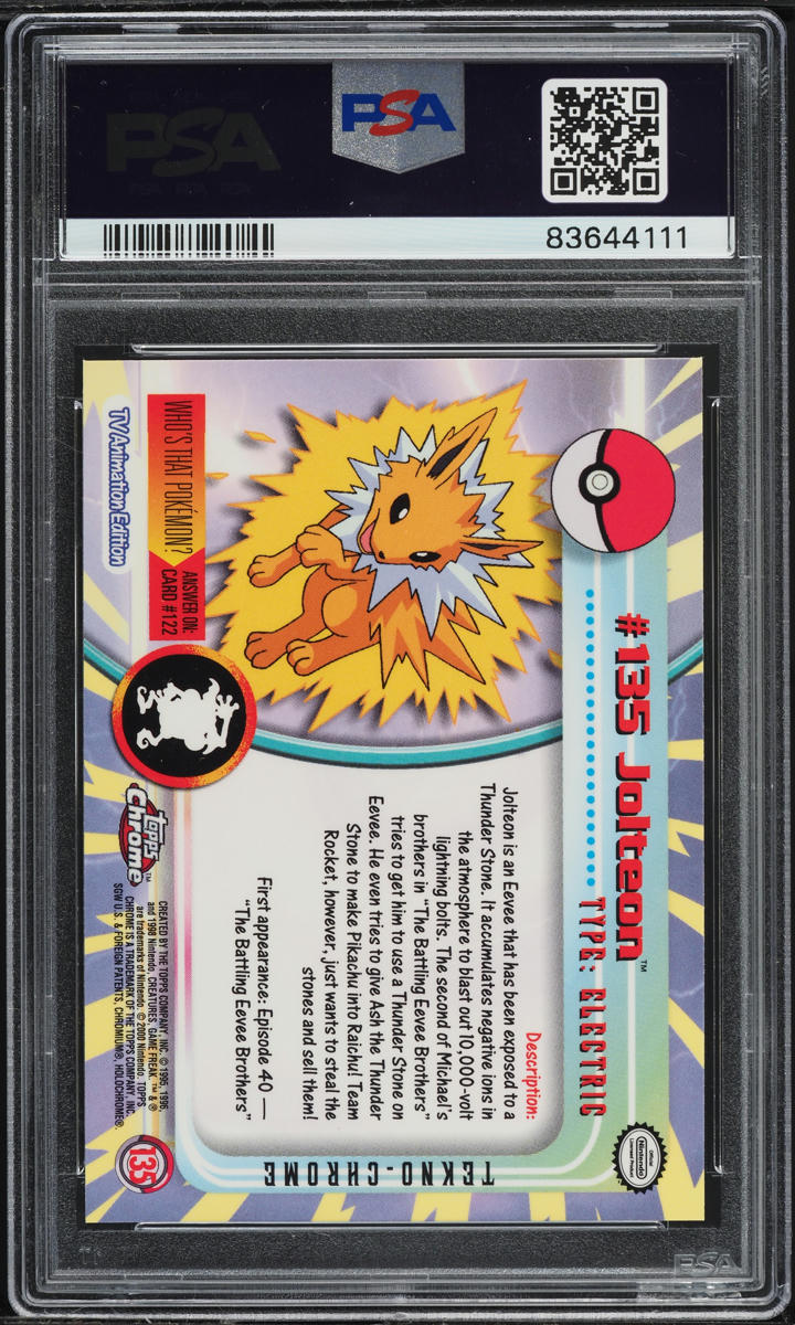 2000 Topps Chrome Pokemon Series 2 Tekno Jolteon #135 PSA 10 GEM MINT