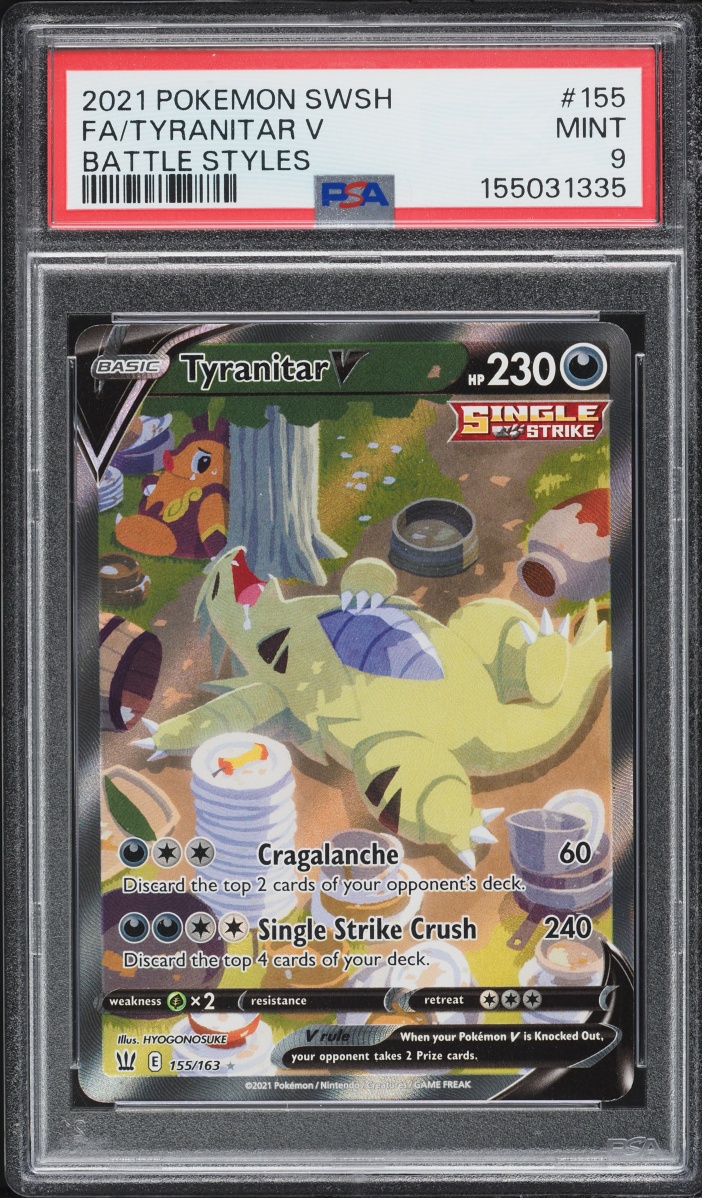 2021 Pokemon Sword & Shield Battle Styles Alt Art Tyranitar V #155 PSA 9 MINT