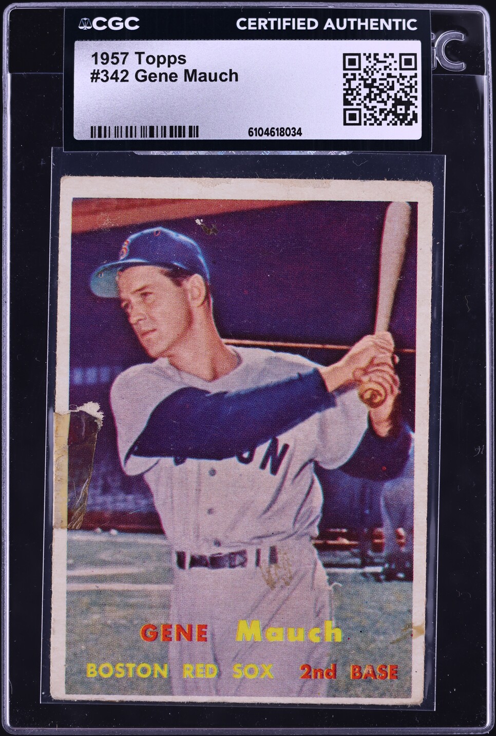 1957 Topps Gene Mauch #342 CGC AUTH