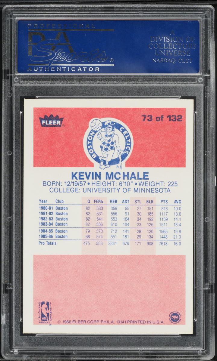 1986 Fleer Basketball Kevin McHale #73 PSA 10 GEM MINT