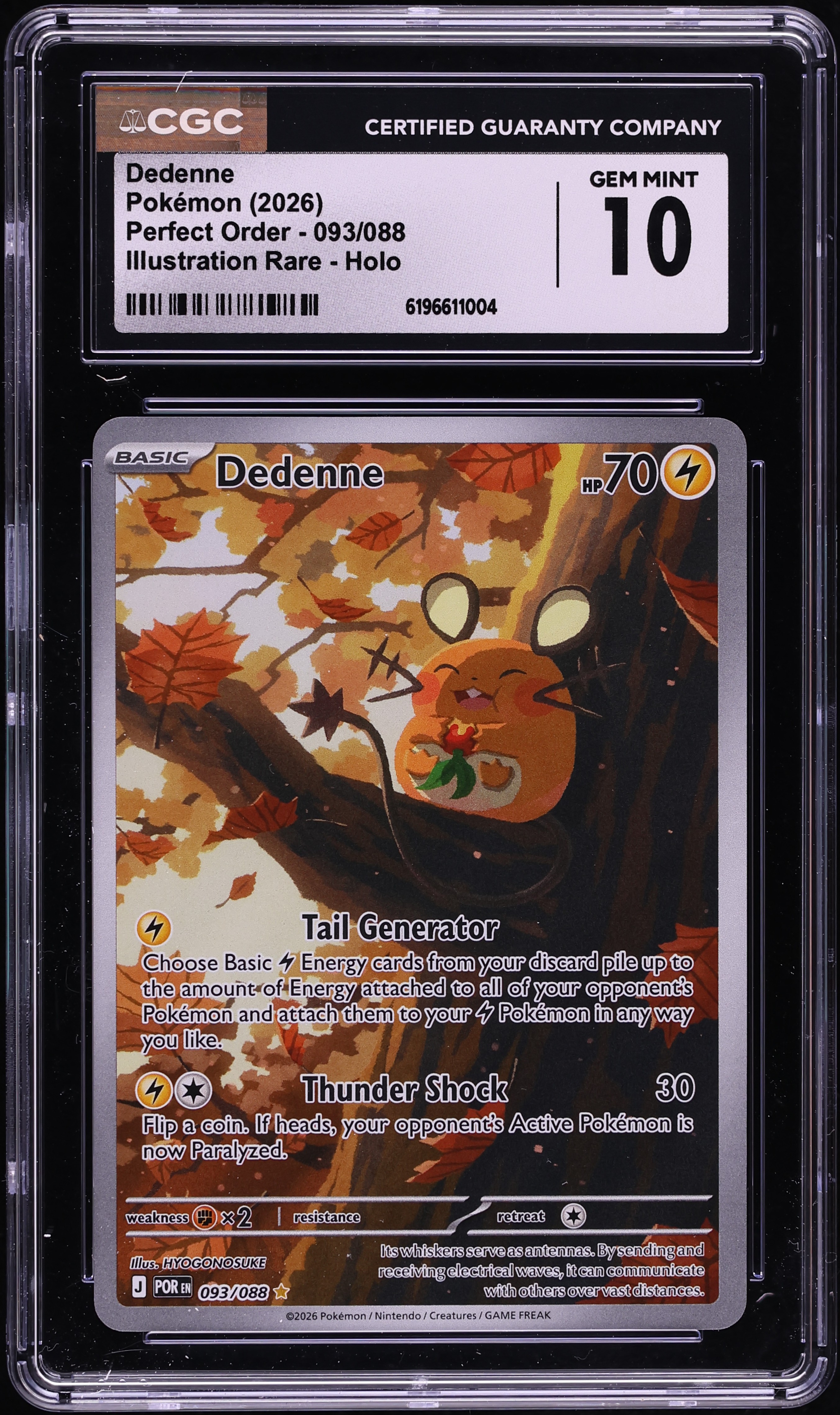 2026 Pokemon Mega Evolution Perfect Order IR Dedenne #93 CGC 10 GEM MINT