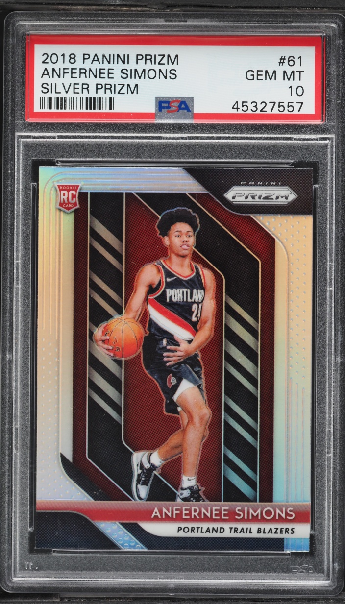2018 Panini Prizm Silver Anfernee Simons ROOKIE #61 PSA 10 GEM MINT