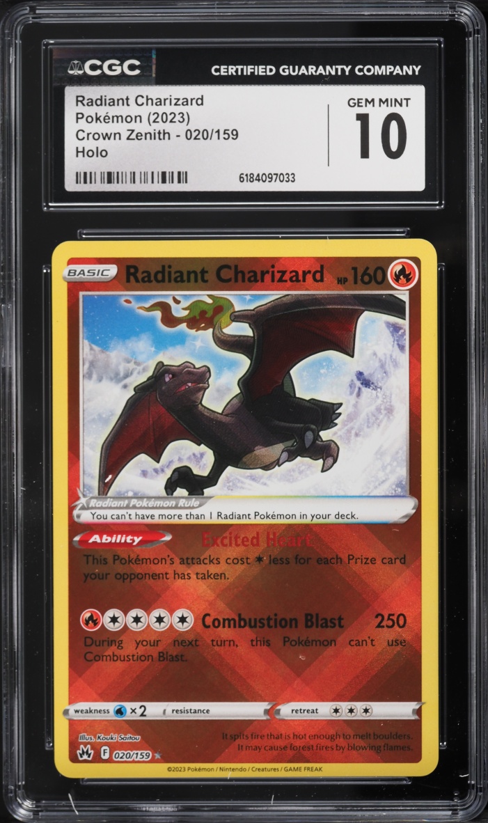 2023 Pokemon Sword & Shield Crown Zenith Holo Radiant Charizard #20 CGC 10 GEM MINT