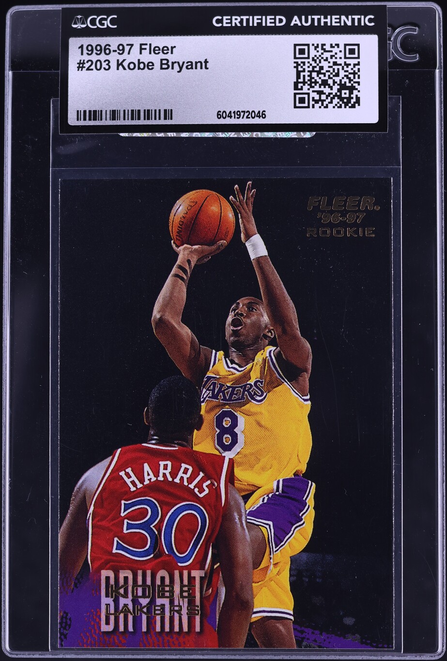1996 Fleer Basketball Kobe Bryant ROOKIE #203 CGC AUTH