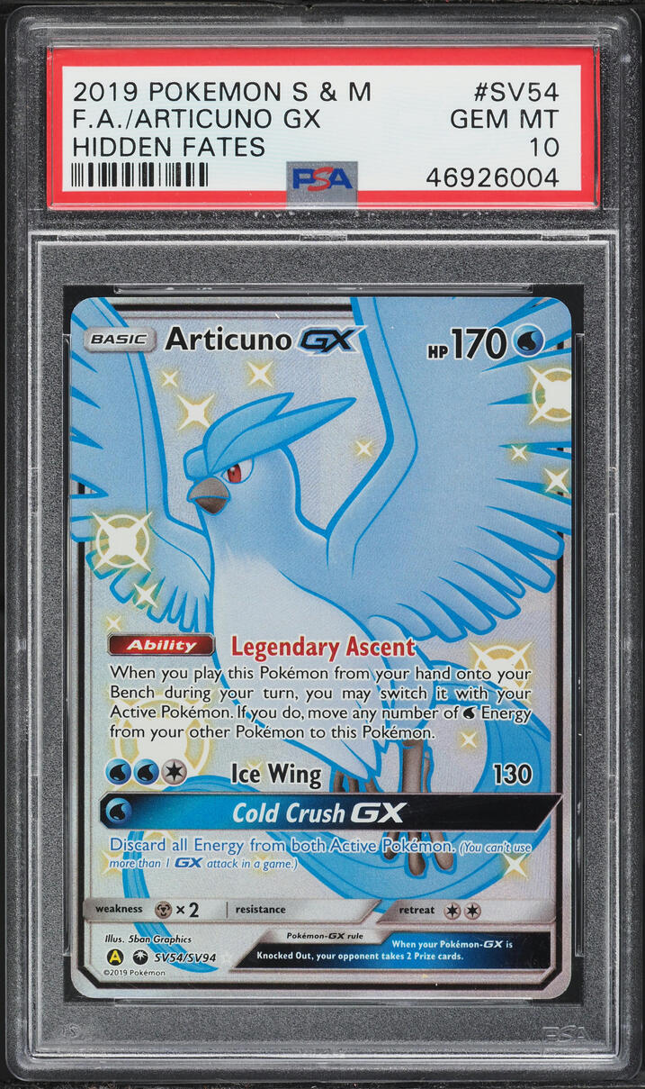 2019 Pokemon Sun & Moon Hidden Fates Full Art Articuno GX #SV54 PSA 10 GEM MINT