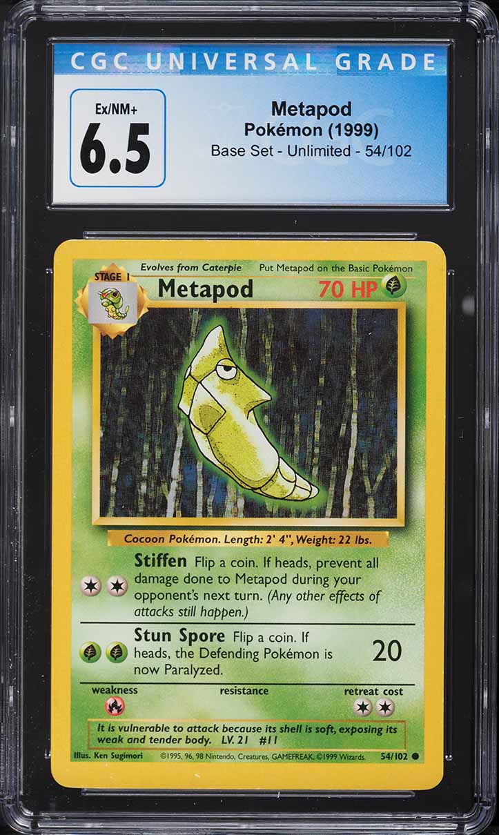 1999 Pokemon Base Set Metapod #54 CGC 6.5 EXMT+